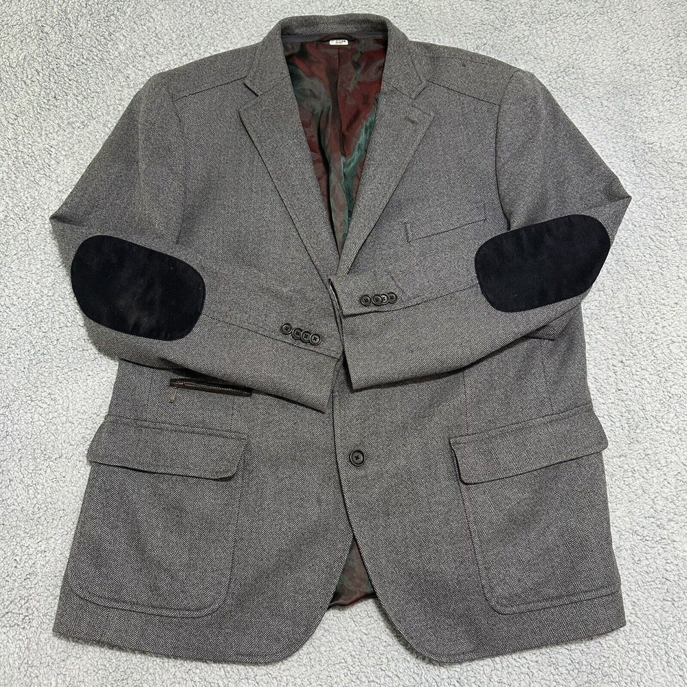 Ibiza Pagano Men’s 100% Gray Wool‎ Blazer Black Armpatch Size 46 R With Flaws